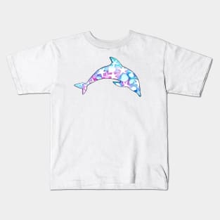 Dolphin Watercolor with Starfish and Seashells in pastel Kids T-Shirt